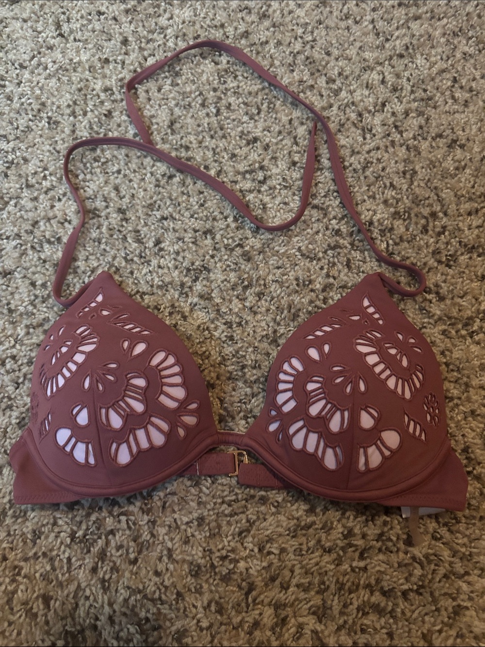 Women’s Cutout Push-Up Bikini Top in Dusty Rose